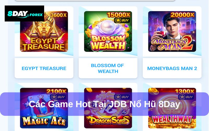 Các game tại JDB nổ hũ 8Day
